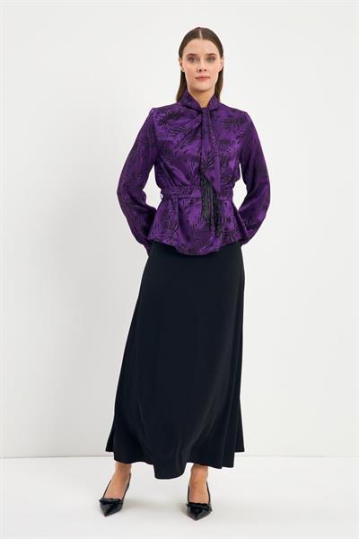 Yaprak Desenli Mor Bluz 1400