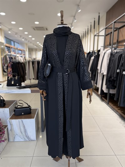 Bağlama Detaylı Jakarlı Siyah Giy Çık 0007