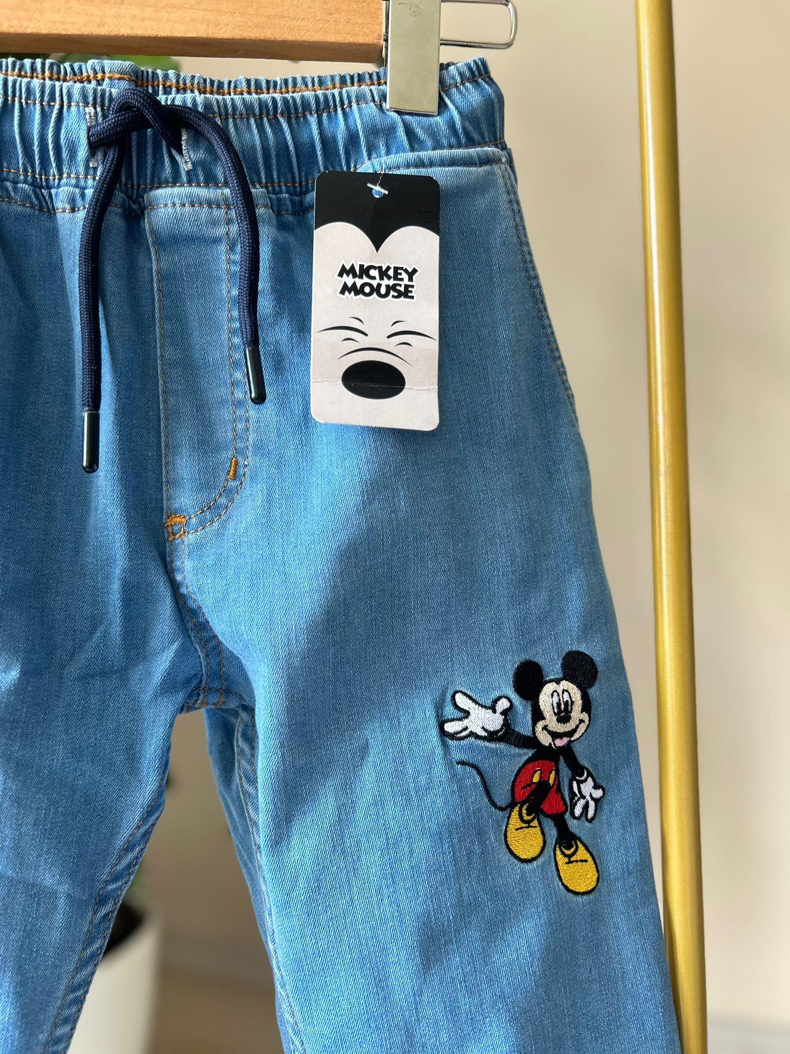 Mickey Mouse Baskılı Mavi Kot Pantolon