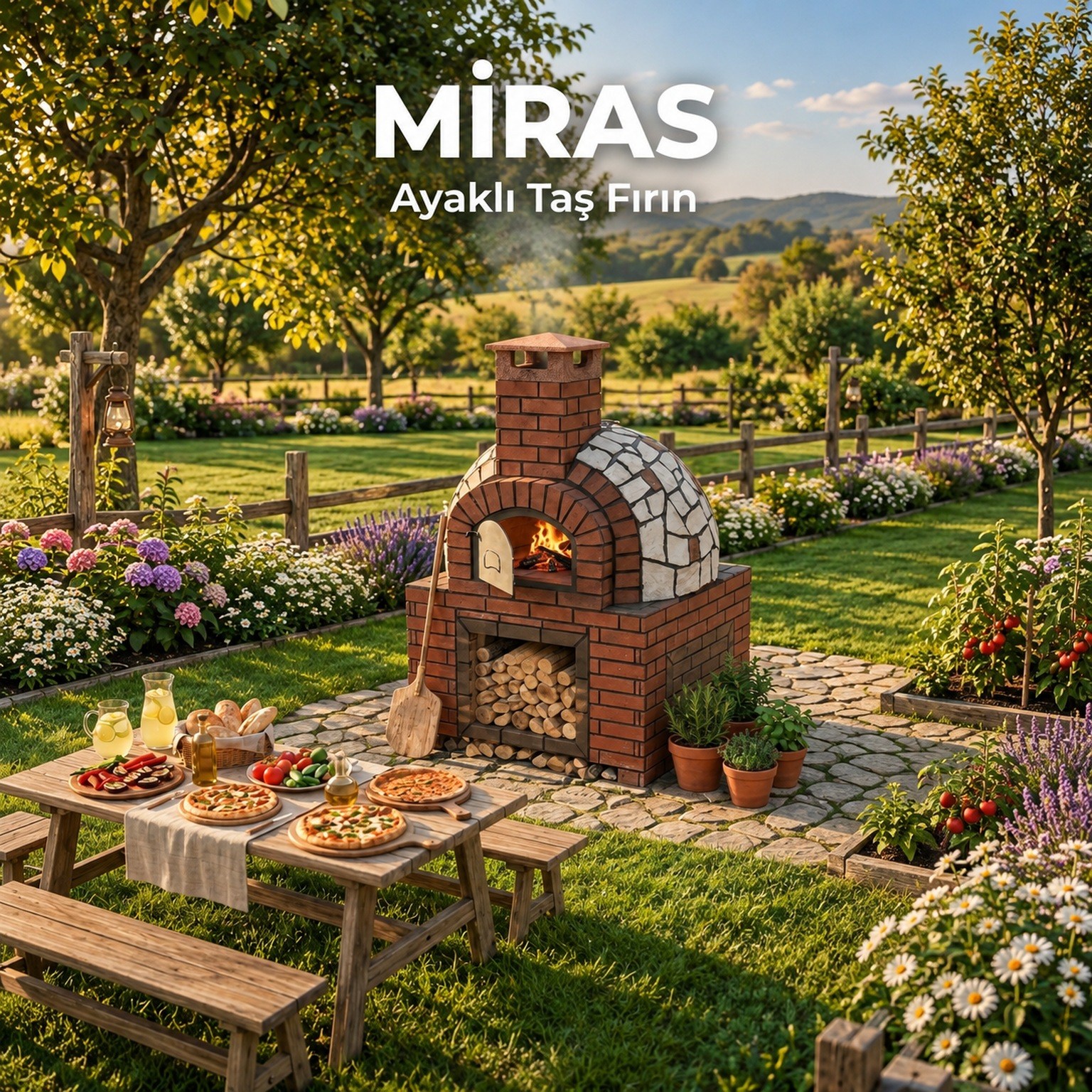 Miras 125 cm Ayaklı Taş Fırın