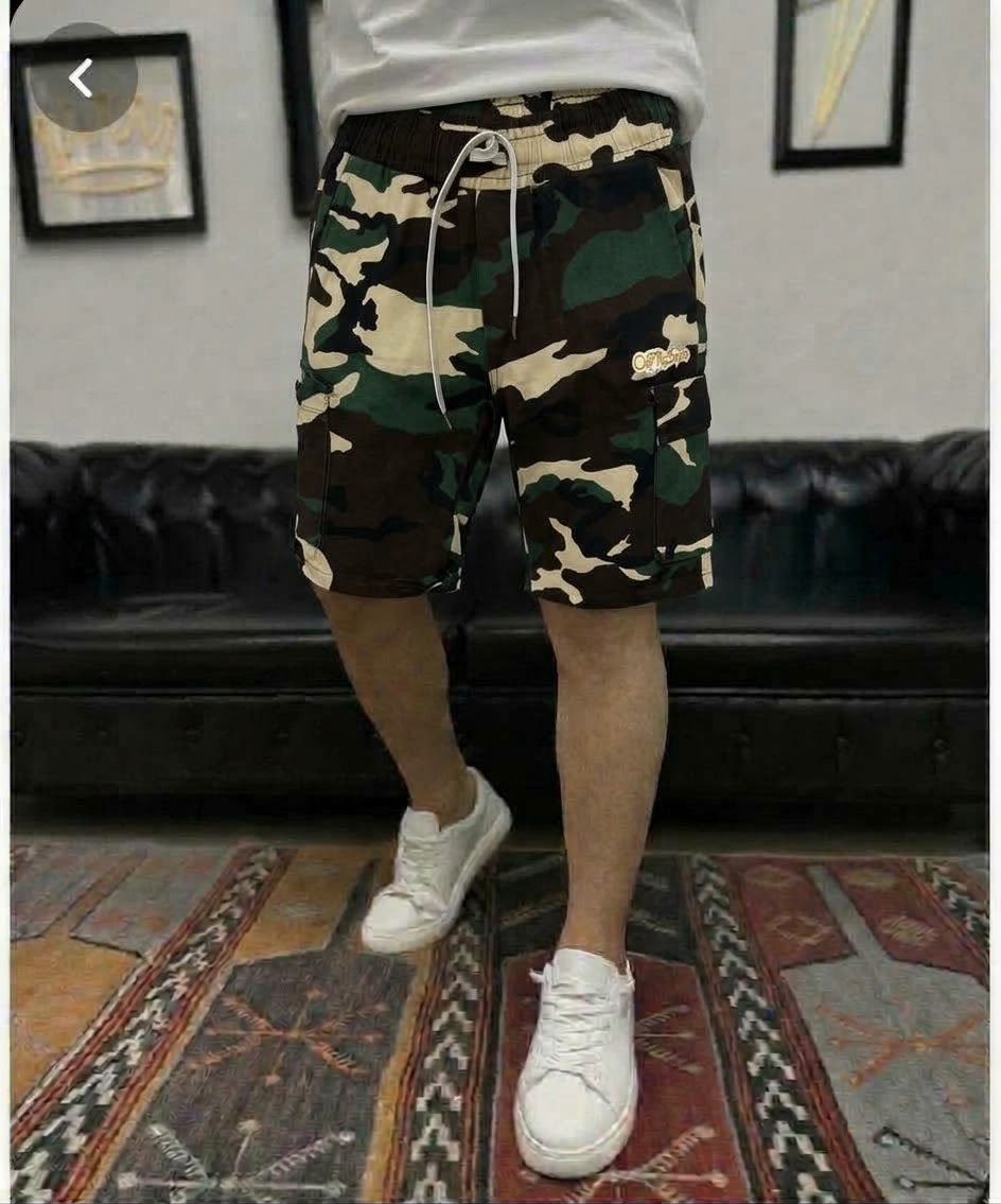Kamuflaj Desen Şort Gabardin Yeşil