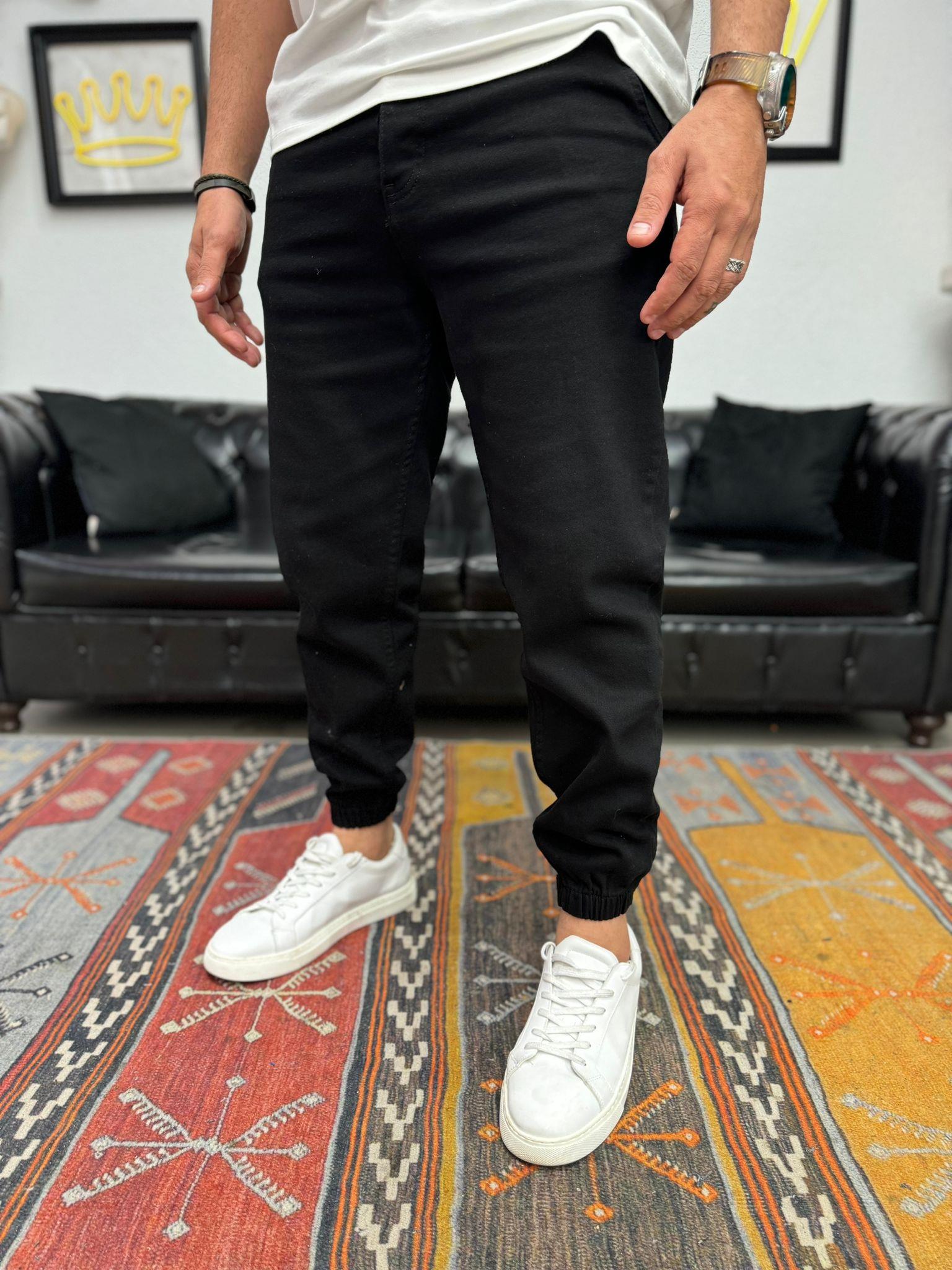 Paça Lastik Jogger Pantolon Siyah