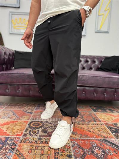 Paraşüt Kumaş Paça Ayarlanabilir Lastikli Jogger Siyah