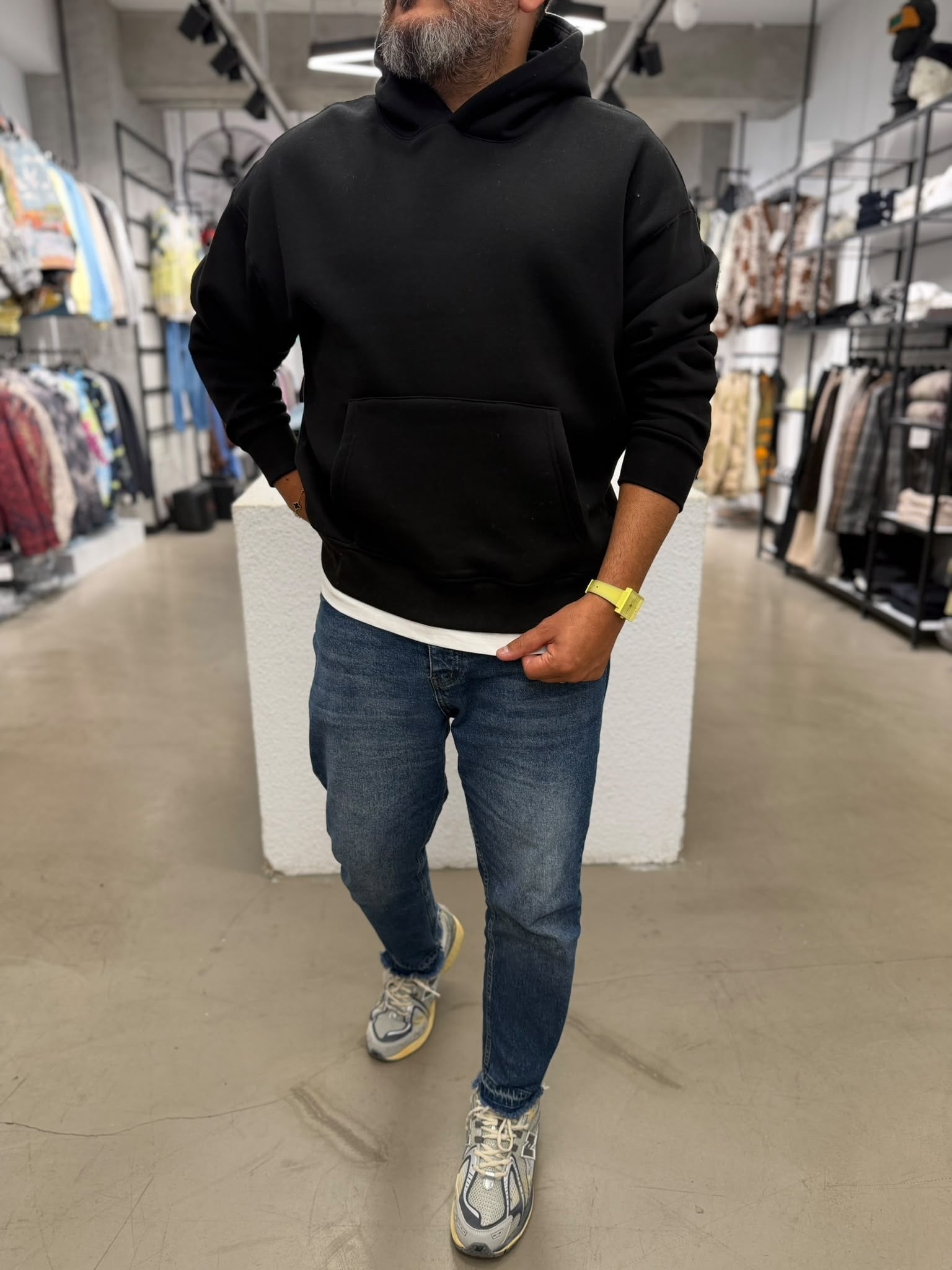 Basic Kapüşonlu Sweatshirt Siyah