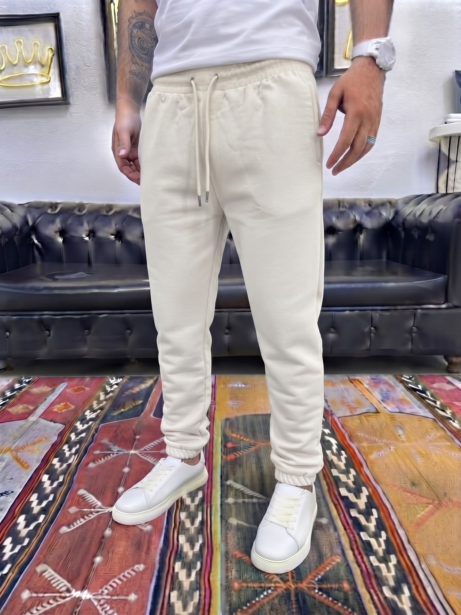 Basic Şardonsuz Eşofman Krem