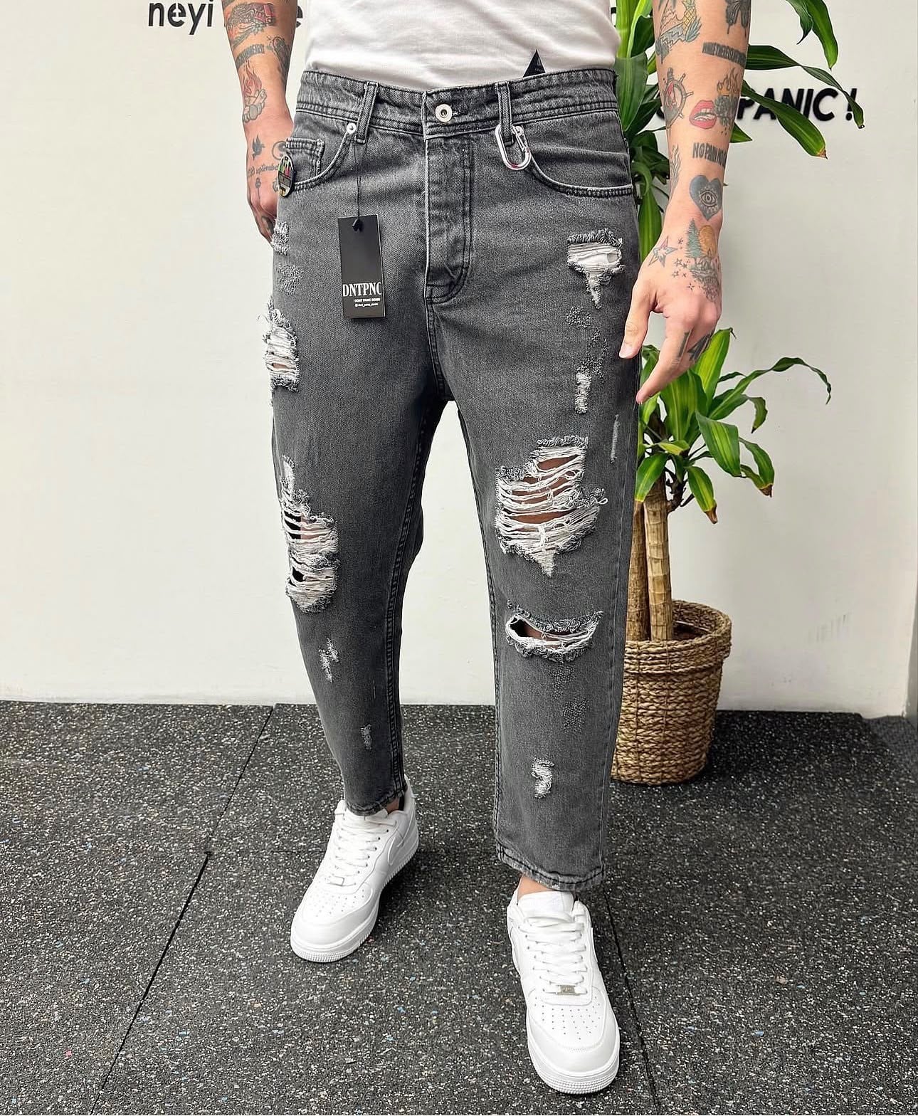Boyfriend Kot Yırtık Desenli Premium Siyah
