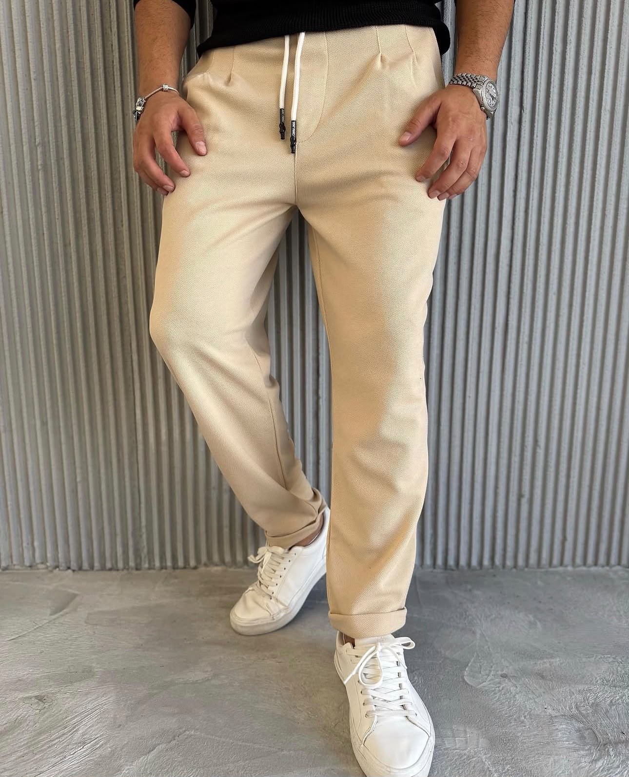 Duble Paça Jogger Bej