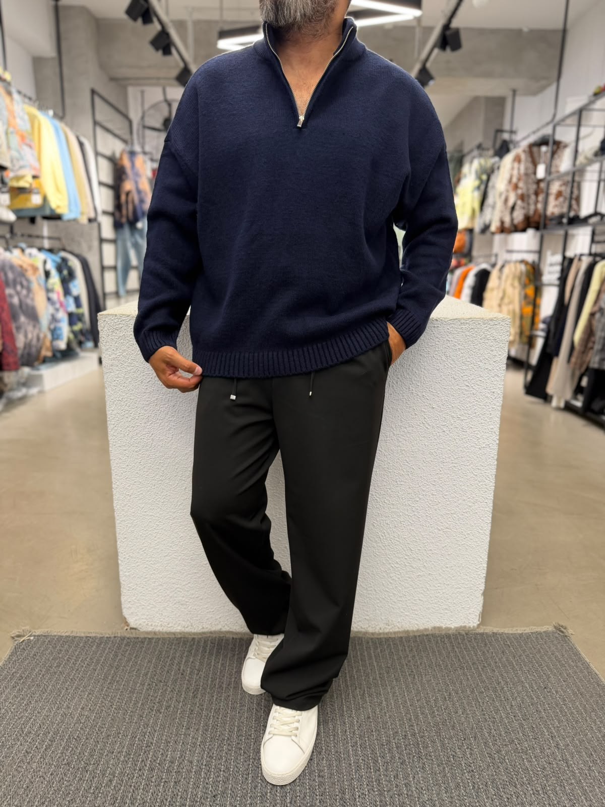 Triko Kazak Oversize Kalıp Lacivert
