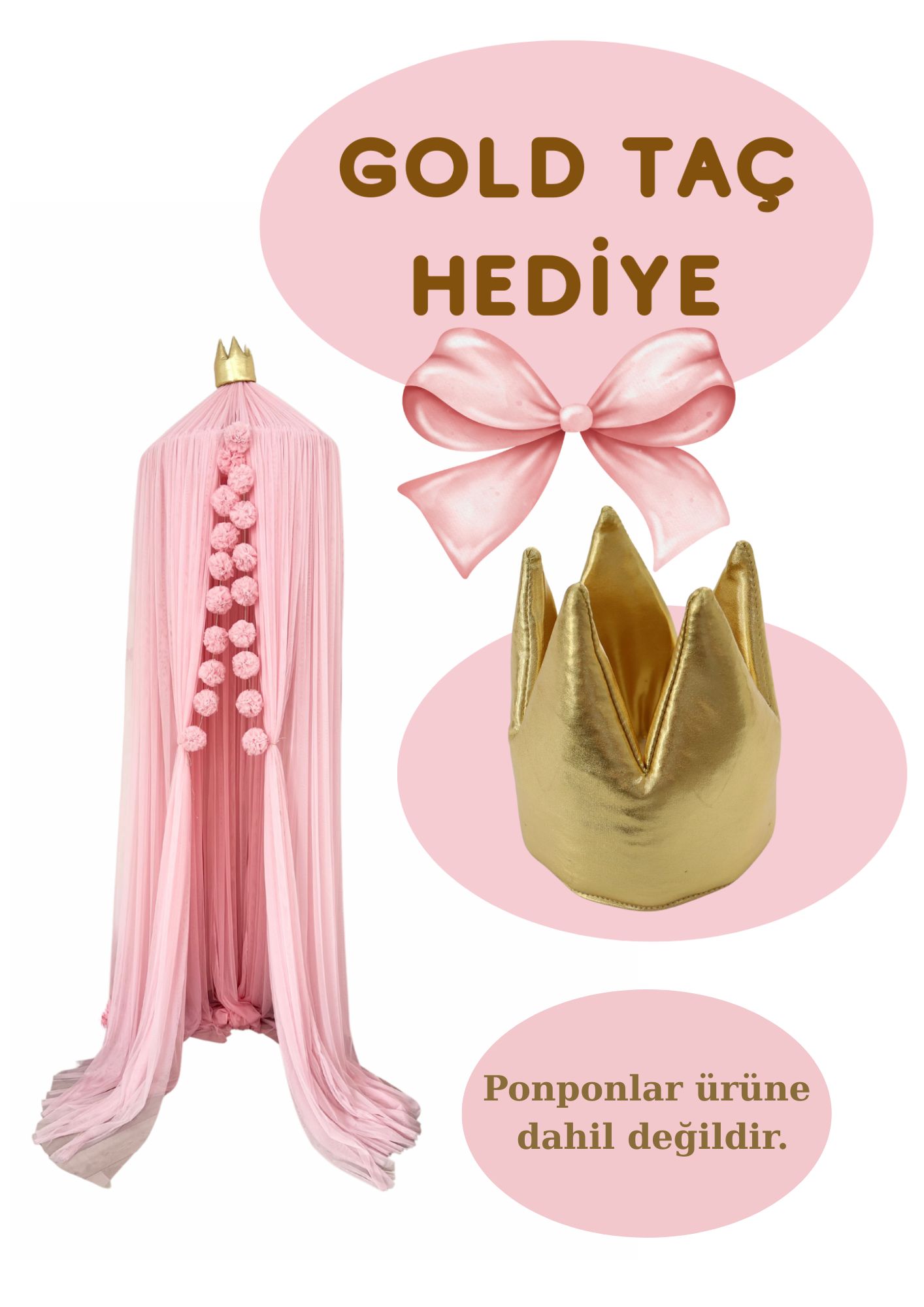 Pembe Tül Cibinlik Yoğun Pileli