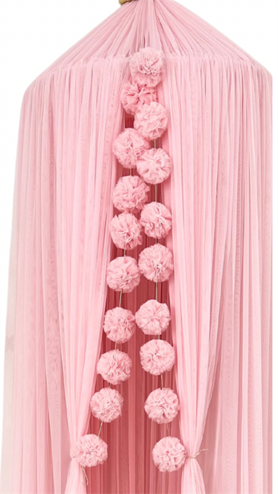 Pembe  Sıralı Minik Tül Ponpon