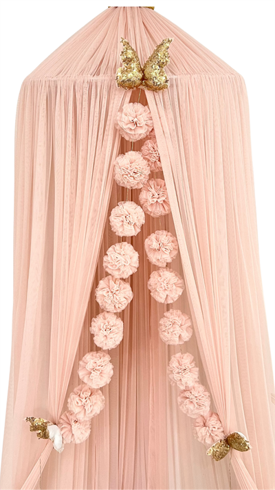 Pudra Sıralı Minik Tül Ponpon