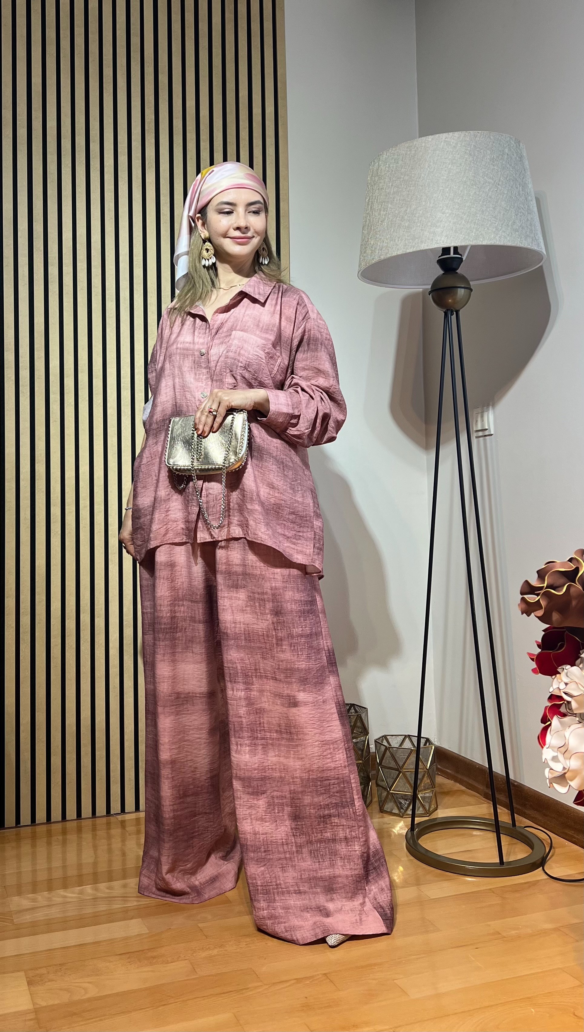  Tesettür Uyumlu Yazlık Modal Kumaş Oversize Gömlek Pantolon Takım