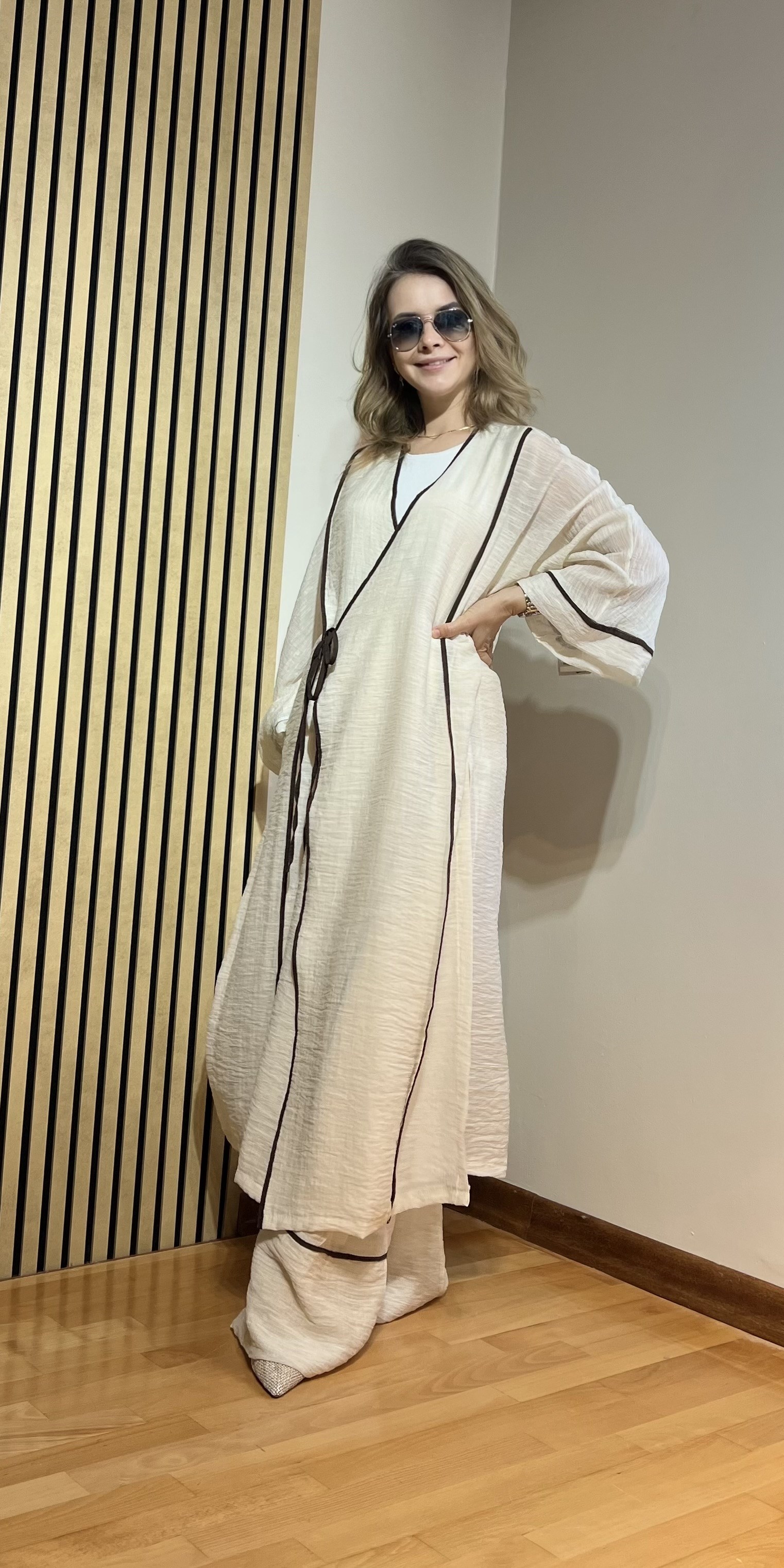 Arya Biyeli Kimono Pantolon Takım - Tesettür Uyumlu