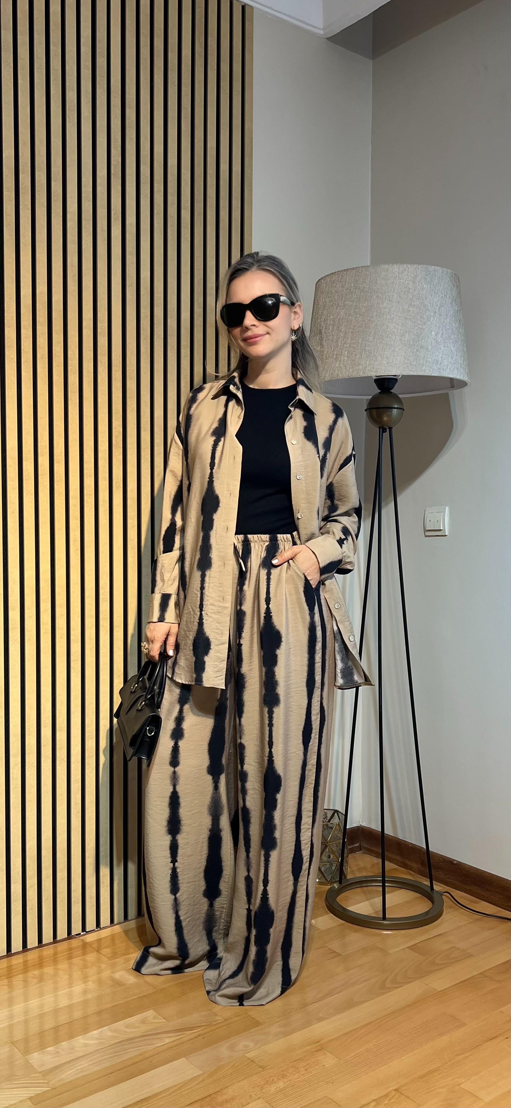 Kadın Yazlık Oversize Gömlek Pantolon İkili Takım - Tesettür Uyumlu Kombin