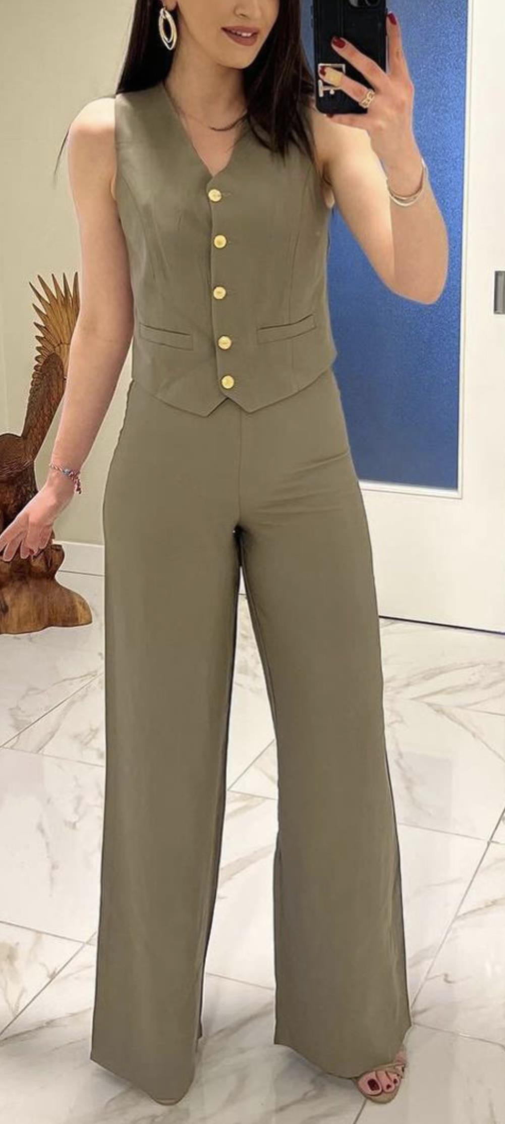 Premium Kalite Rayon Kumaş Yelek Pantolon Ikili Takım
