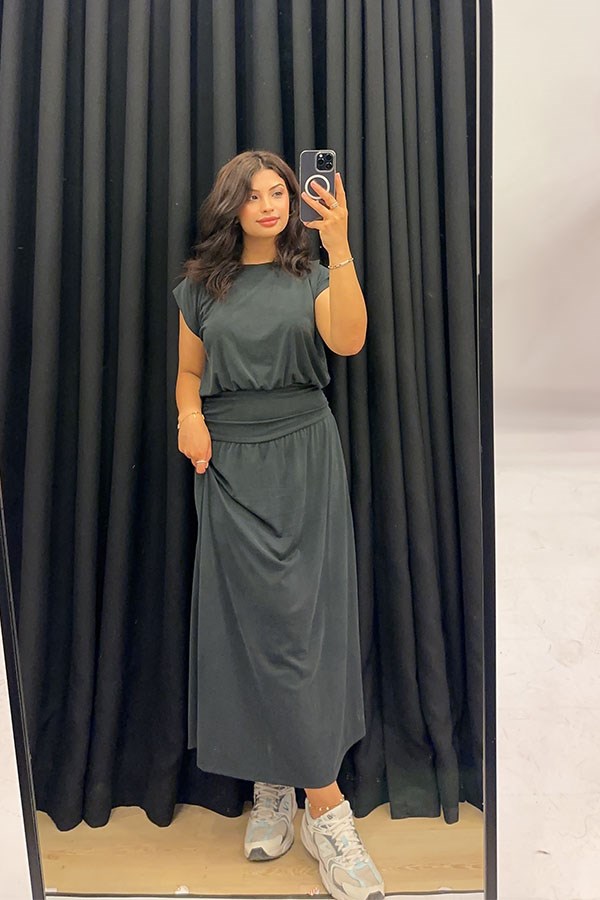 Antrasit Pike Modal Etek Bluz Takım  
