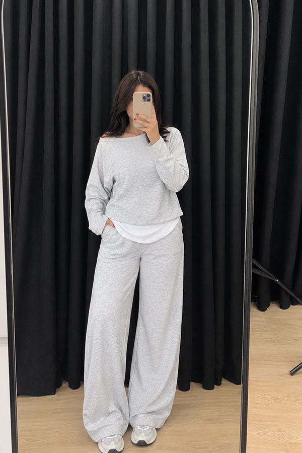 Atletli Kayık Yaka 3'lü Gri Takım