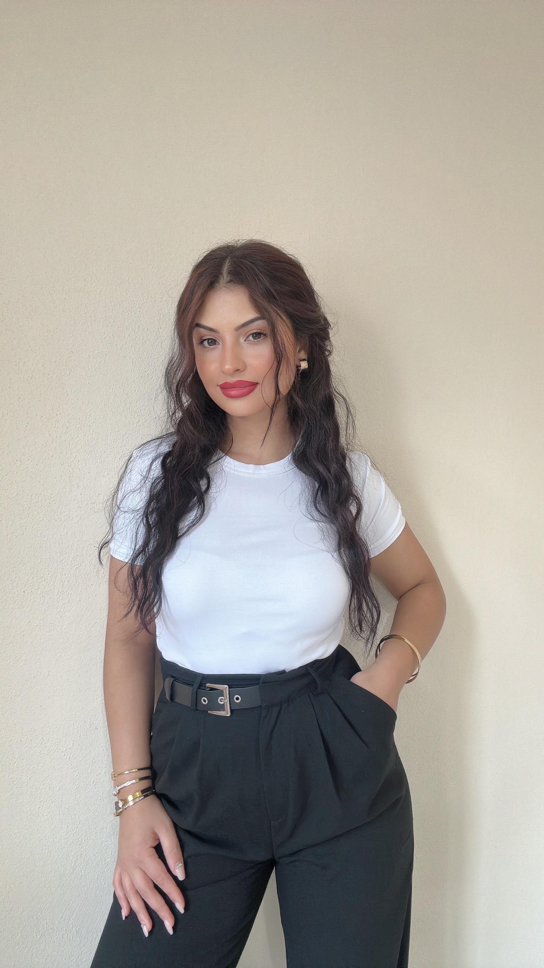 Bella Bisiklet Yaka Basic Tshirt - Beyaz