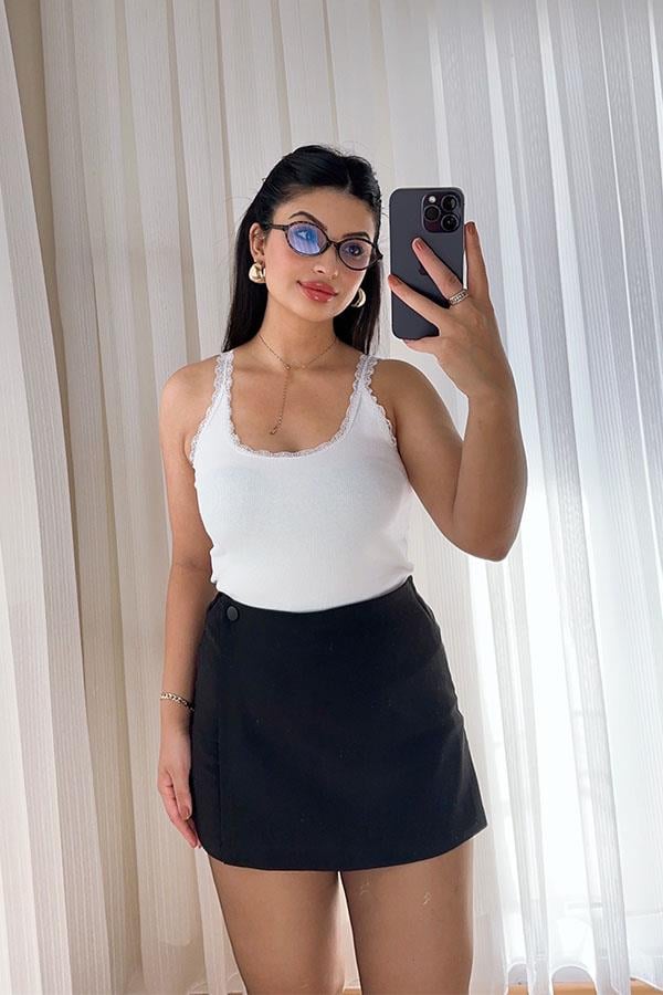 Dantel Detay İnce Askılı Pamuklu Atlet
