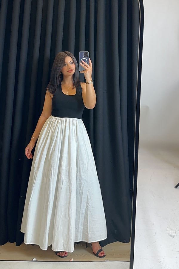 Halter Yaka Poplin Etekli Elbise
