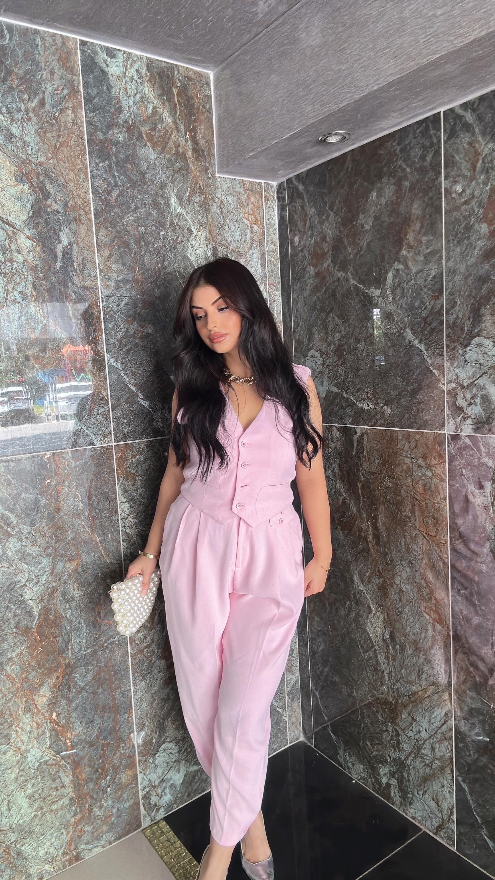 Jova Pembe Yelek Pantolon Takım