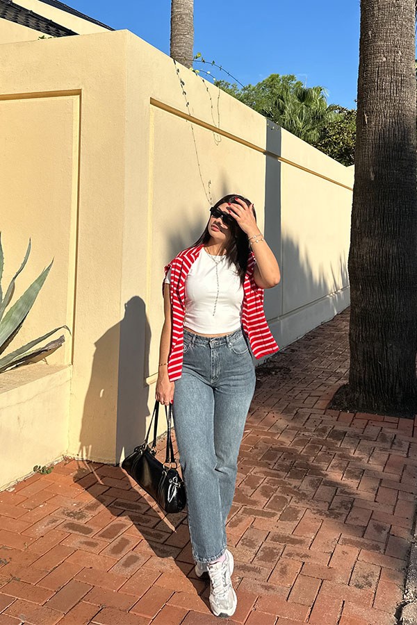 Mavi Yüksek Bel Straight Jeans