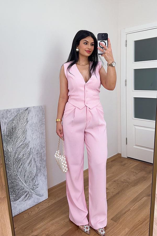 Pembe Yelek Pantolon Takım