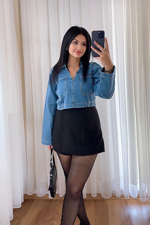 Yakalı Denim Gömlek