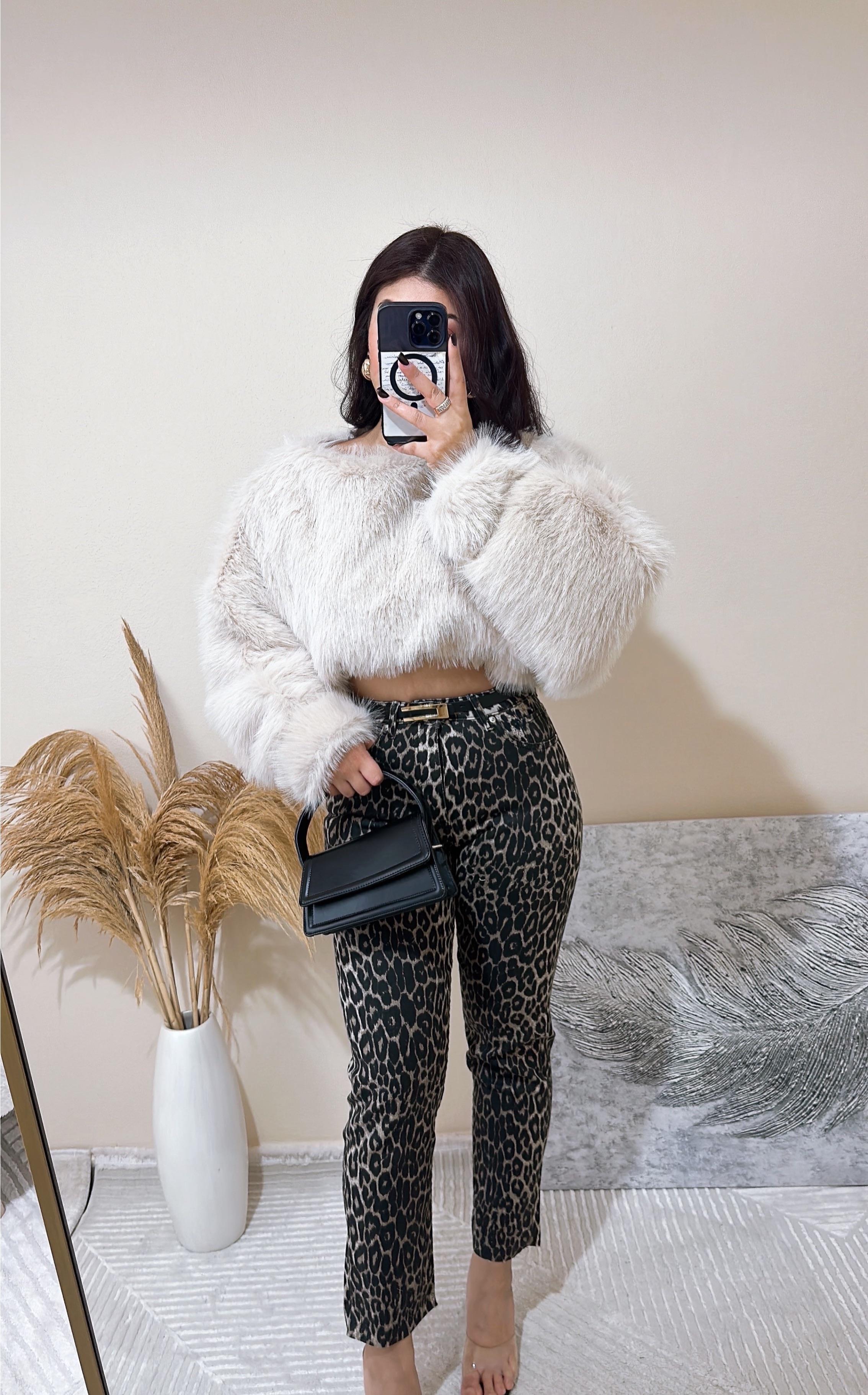 Yesica Kahve Leopar Boyfit Jean 