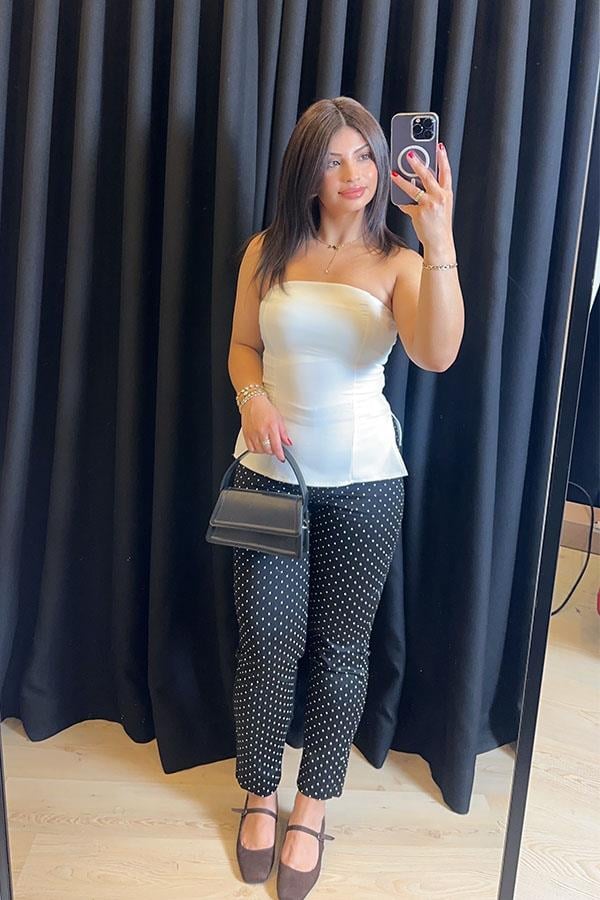 Beli Lastikli Puantiye Havuç Pantolon