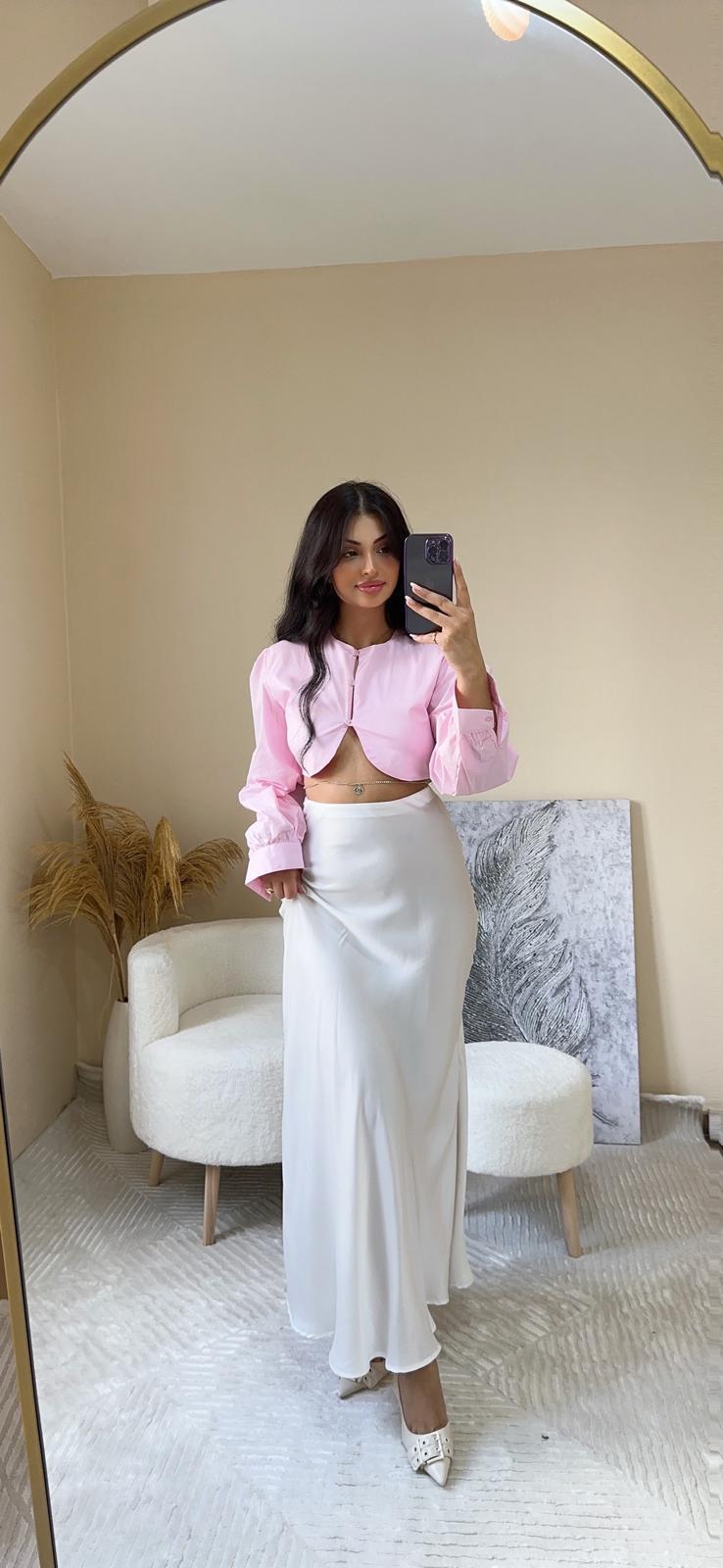 Clara Yanları Yırtmaçlı Saten Etek