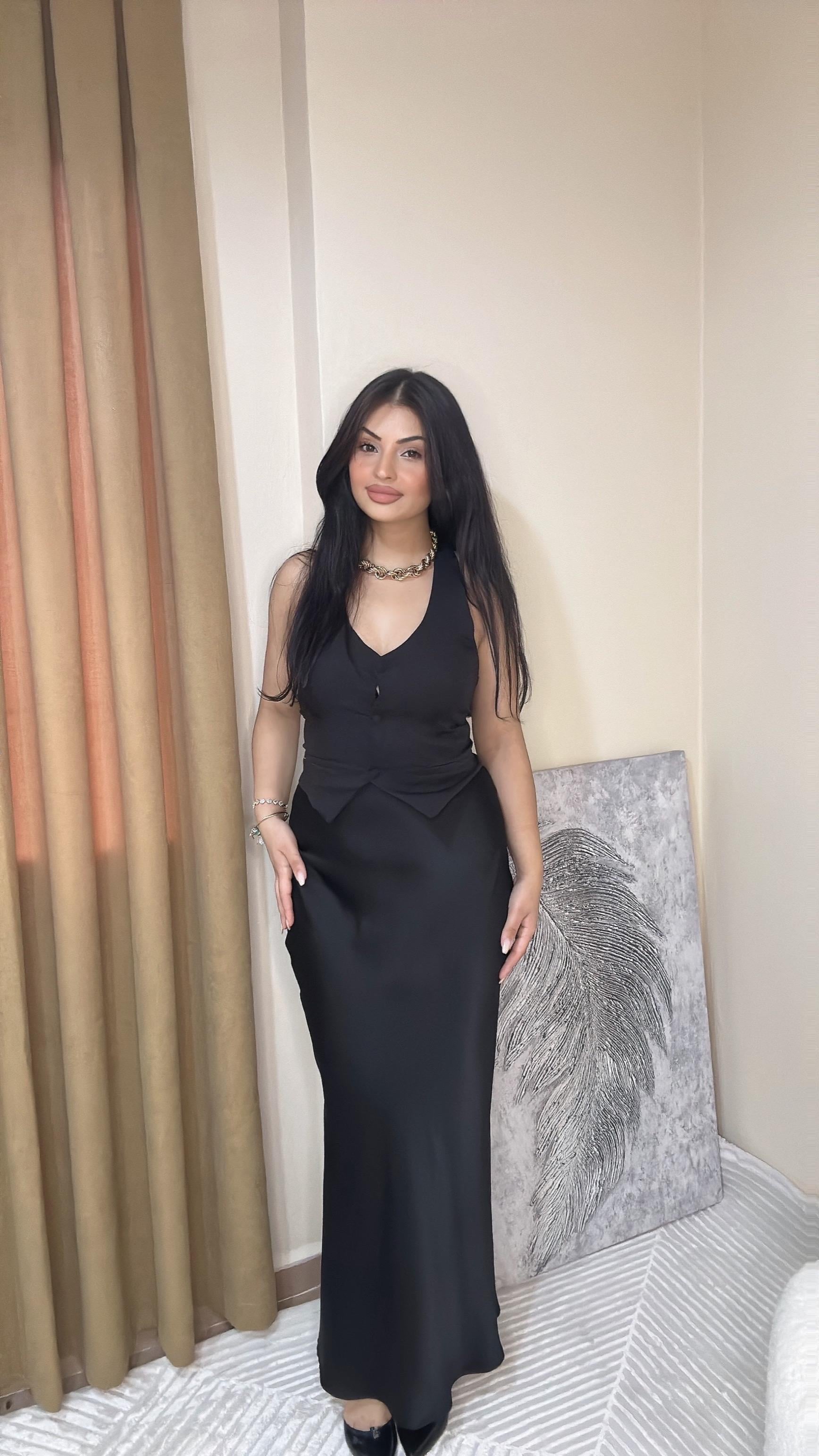 Clara Yanları Yırtmaçlı Saten Etek
