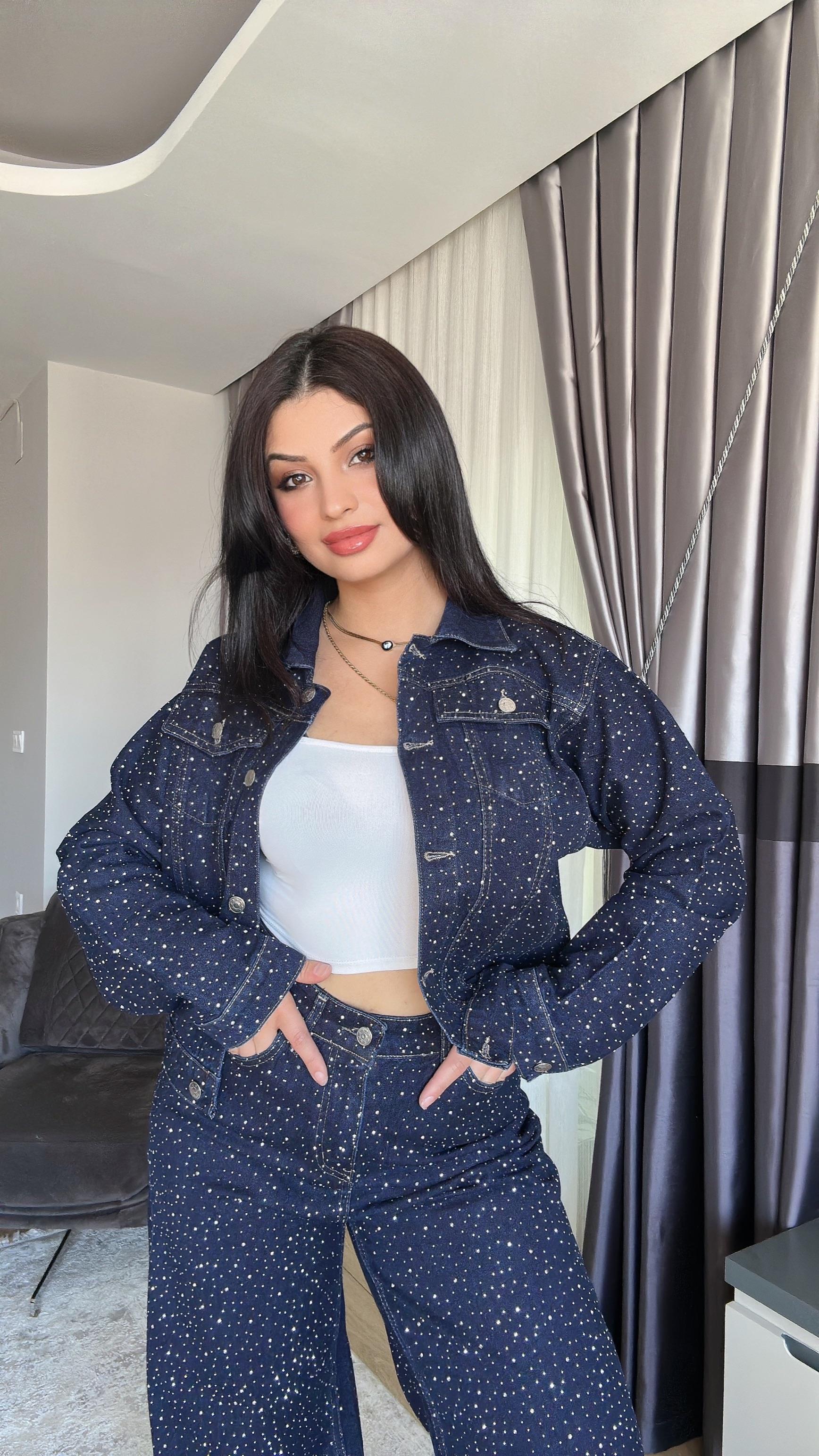 Denim Full Taşlı İkili Takım