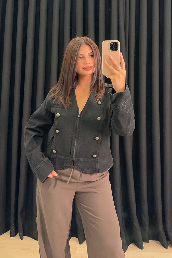 Düğmeli Denim Ceket