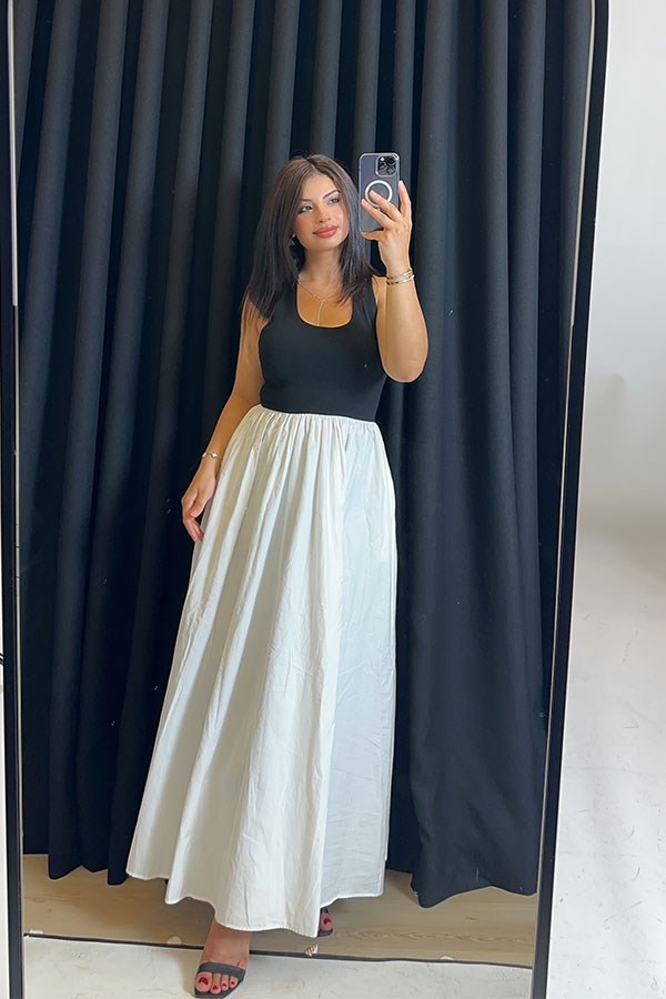 Halter Yaka Poplin Etekli Elbise