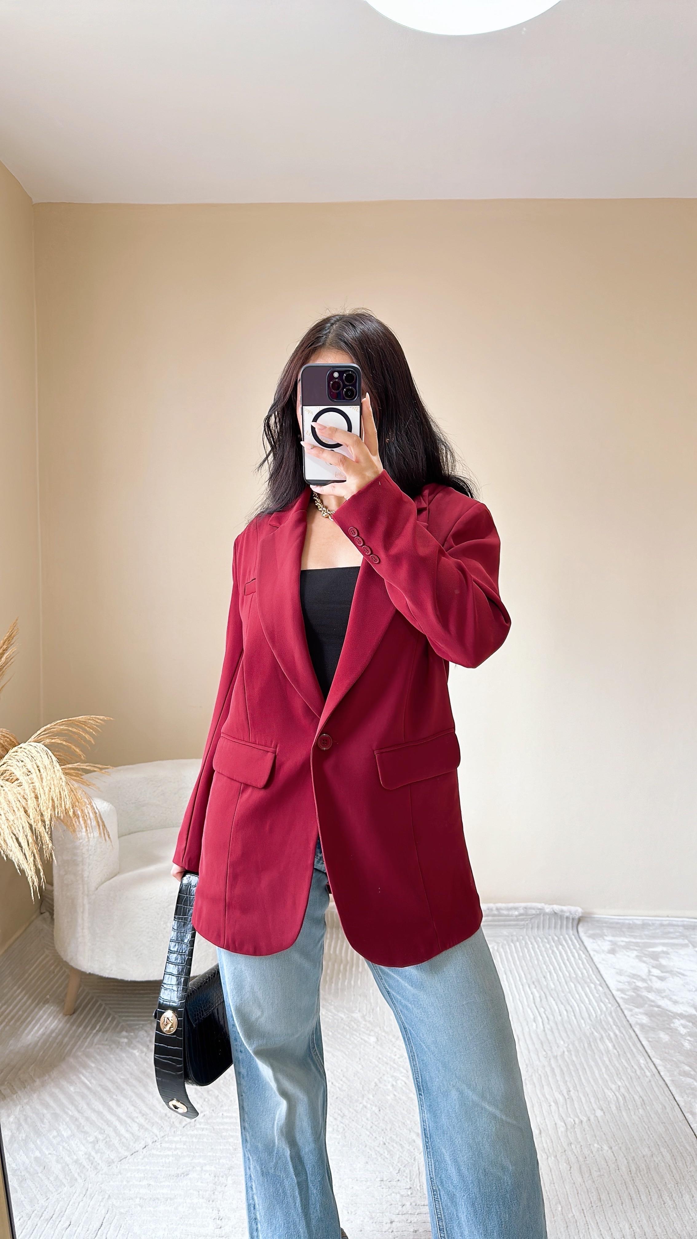 Holi Bordo Blazer Ceket