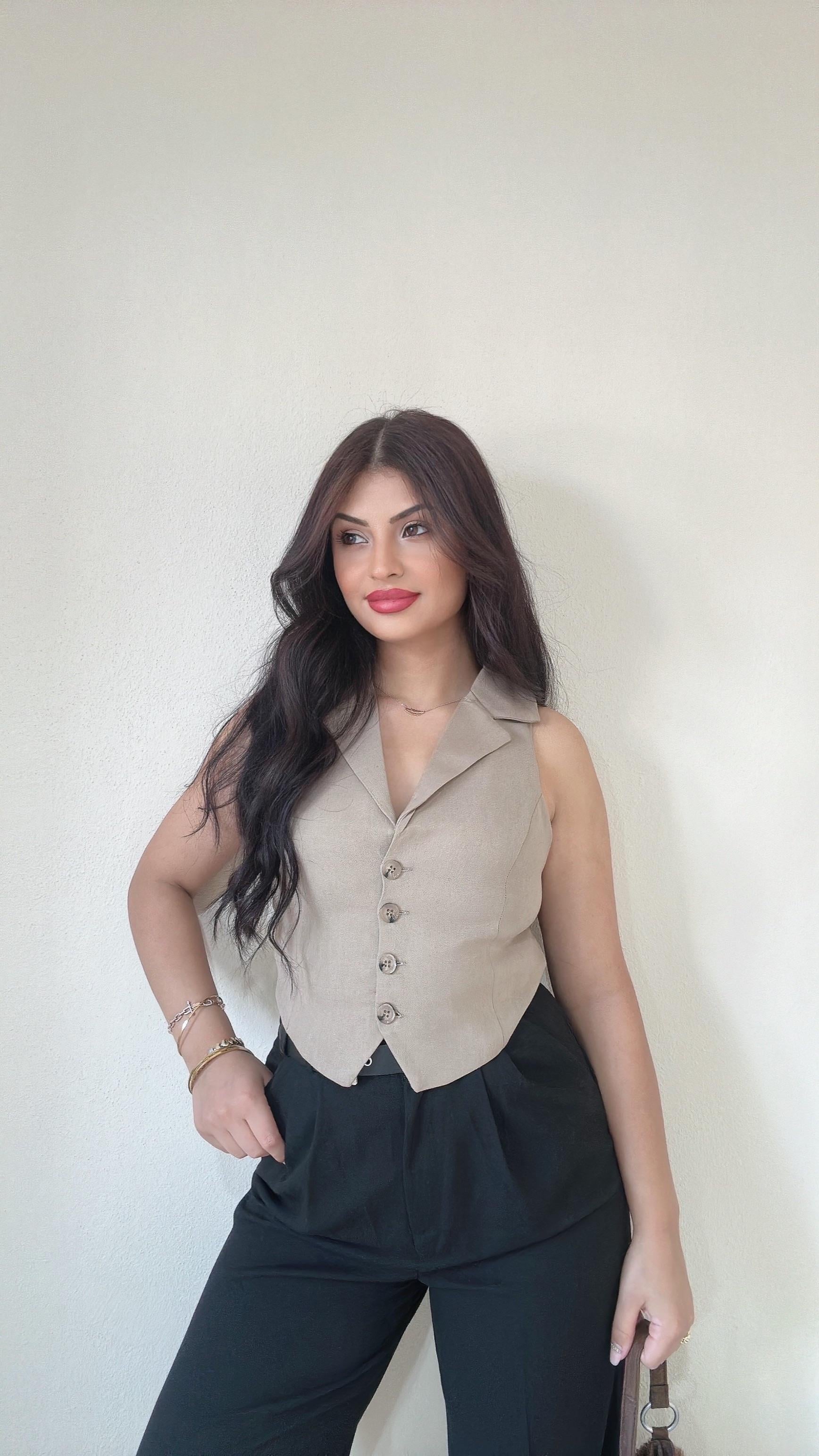 Kamila Bel Bağlama Detaylı Yelek - Haki