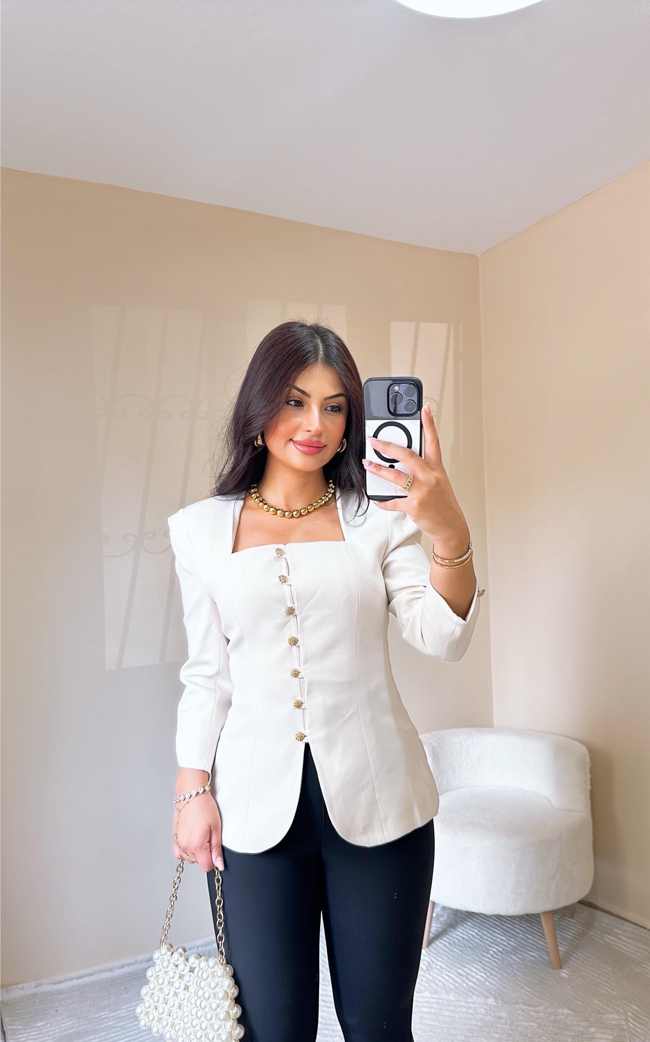 Laura Vatkalı Tasarım Ceket - Taş