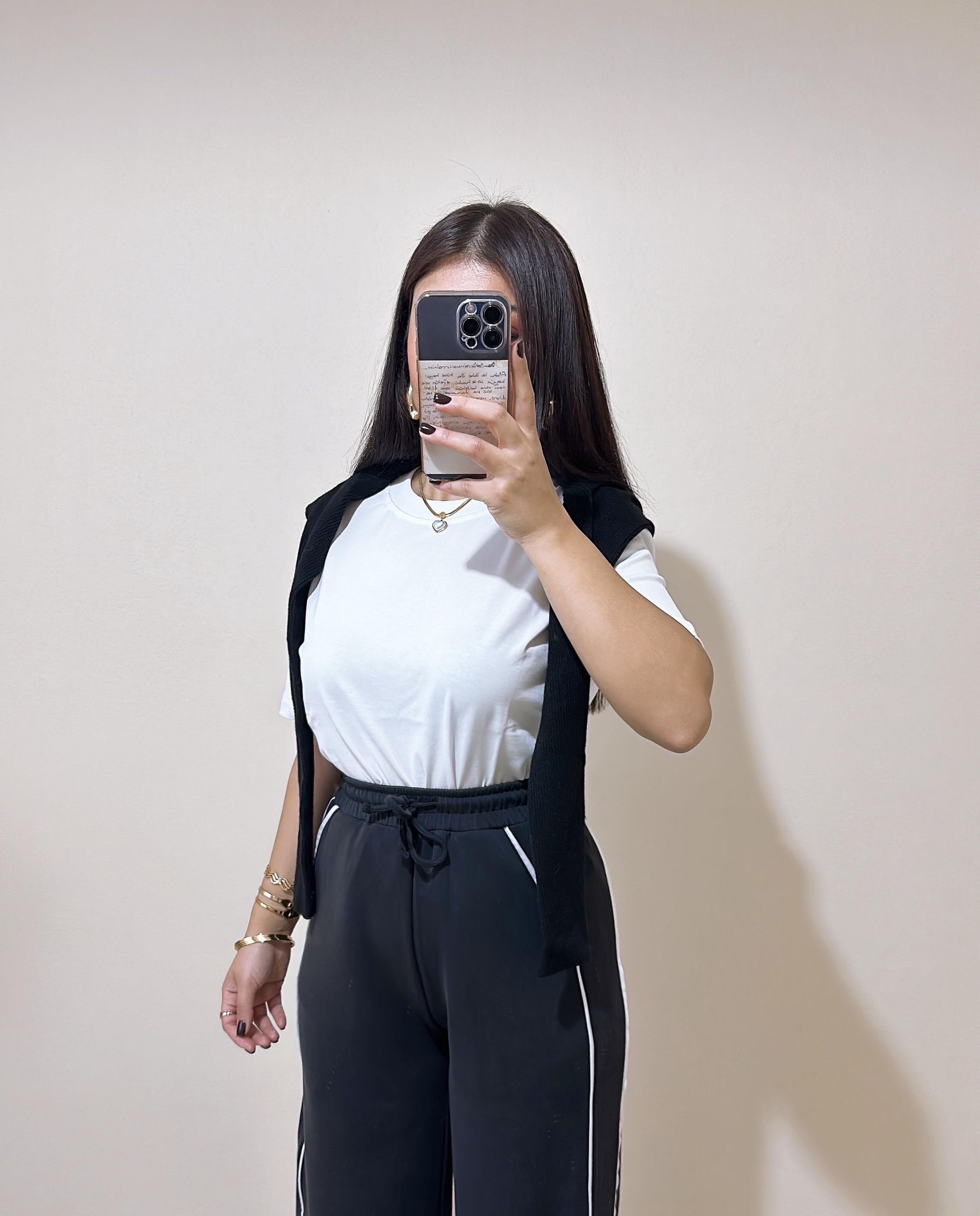 Lizza Bisiklet Yaka Beyaz Tshirt