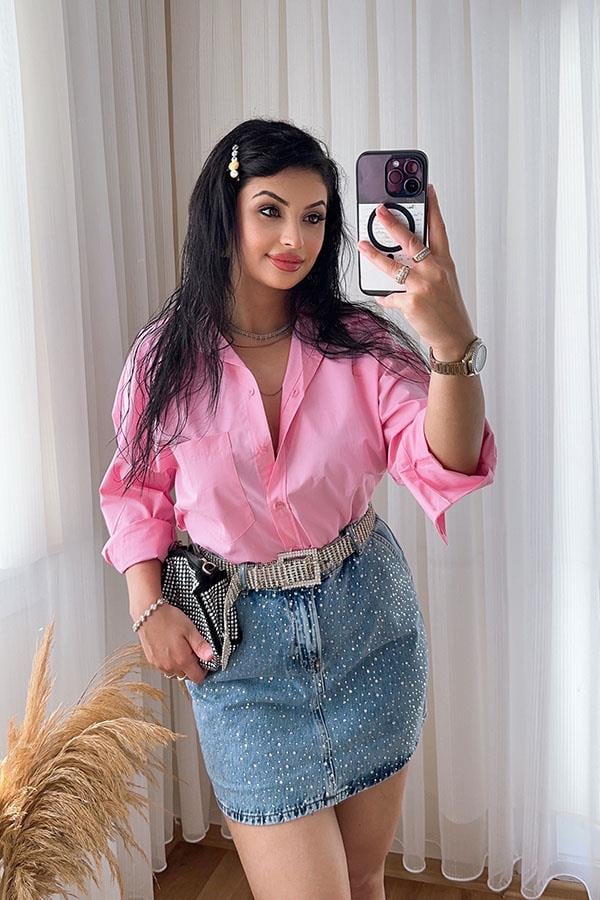 Pembe Poplin Gömlek