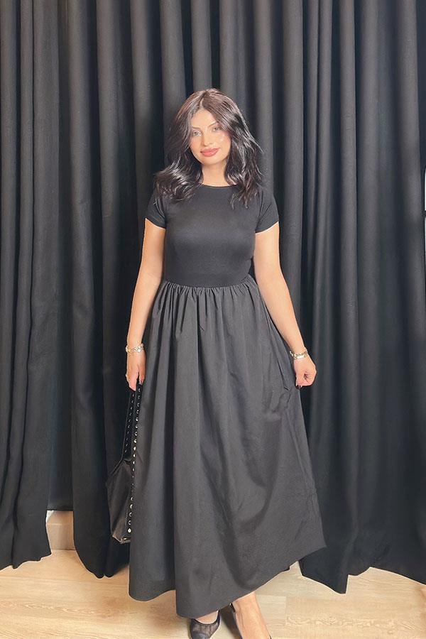Poplin Etekli Maxi Boy Elbise