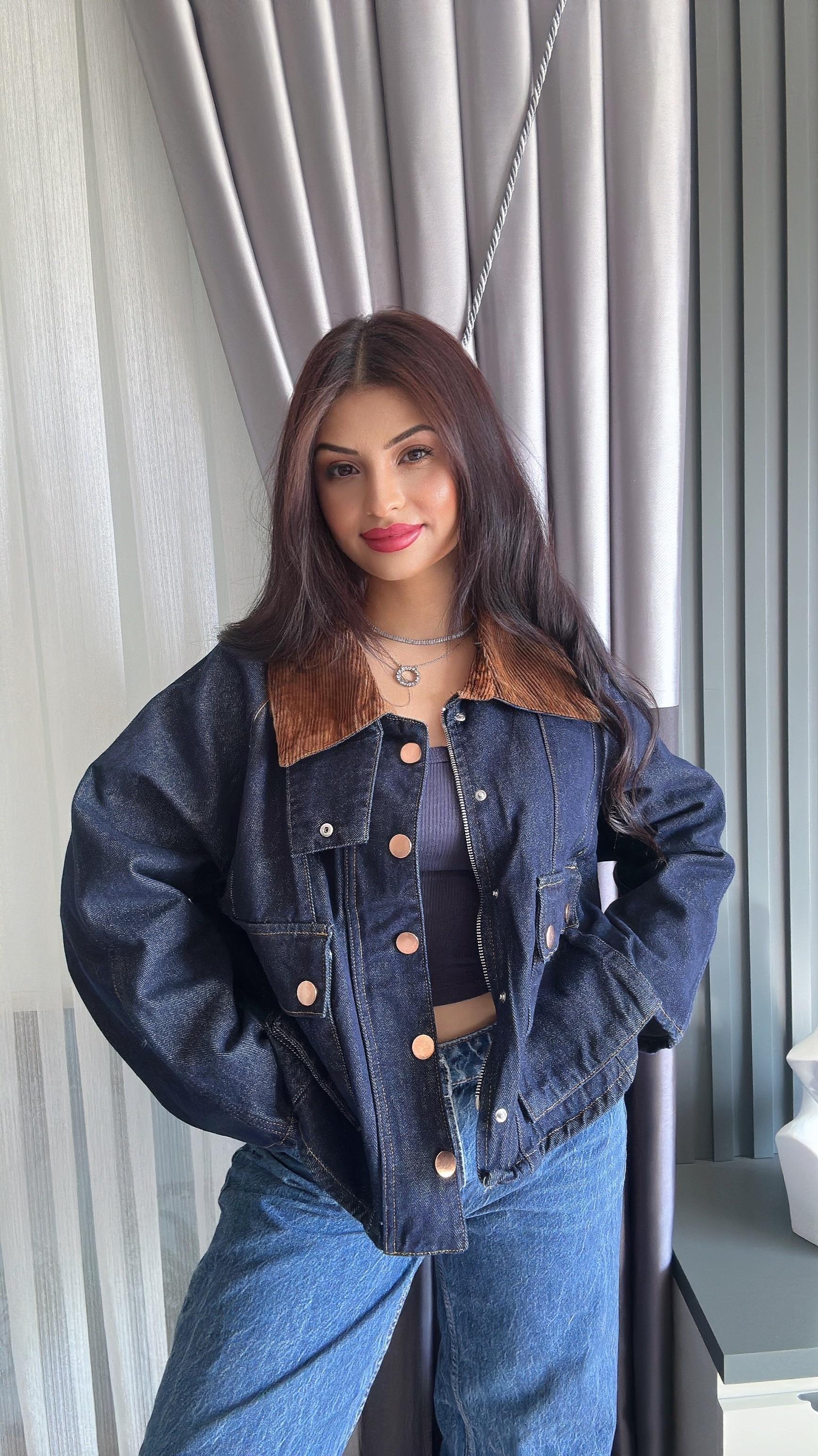 Sarina Kadife Yakalı Jean Ceket