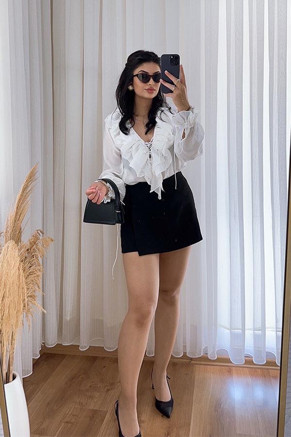 Yaka Detaylı Transparan Gömlek