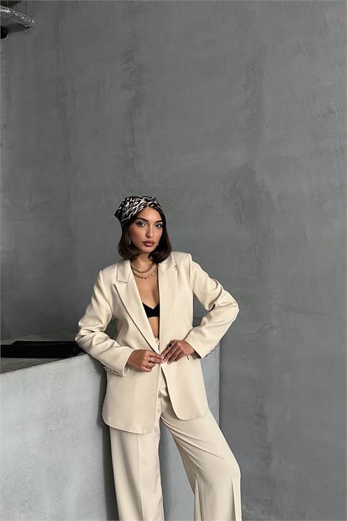 Dipmoda kadın gold düğme detaylı blazer ceket DPNBG077