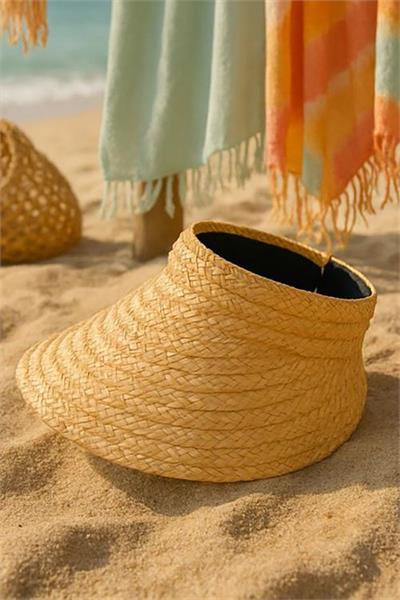 Dipmoda kadın bej hasır vizör şapka DPMHT08