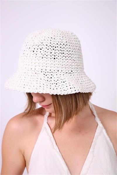 Dipmoda kadın ekru hasır şapka DPMHT03