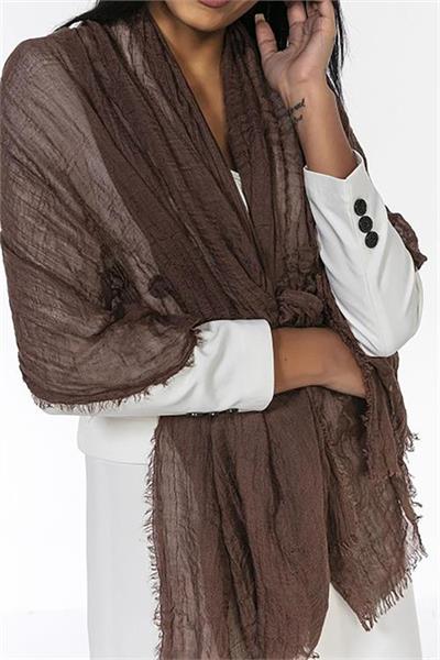 Dipmoda kadın kahve müslin kumaş şal pareo DPMHT02