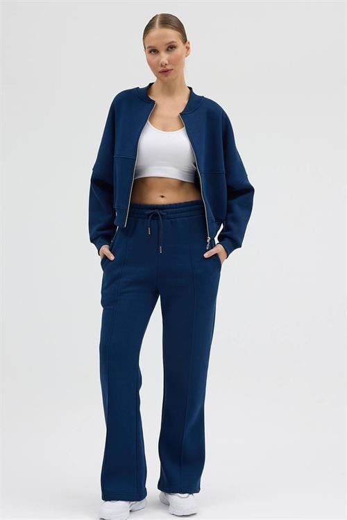 Dipmoda kadın 3 iplik şardonlu cepli premium eşofman takımı DPHS001