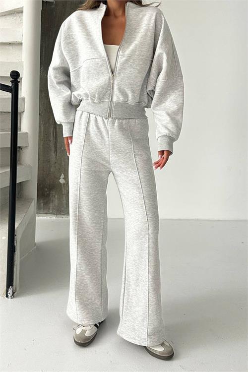 Dipmoda kadın 3 iplik şardonlu oversize eşofman takımı DPG105