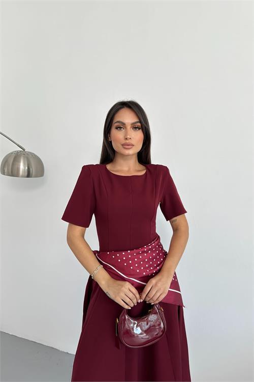 Dipmoda kadın A kesim kısa kollu midi boy günlük elbise DPNP018